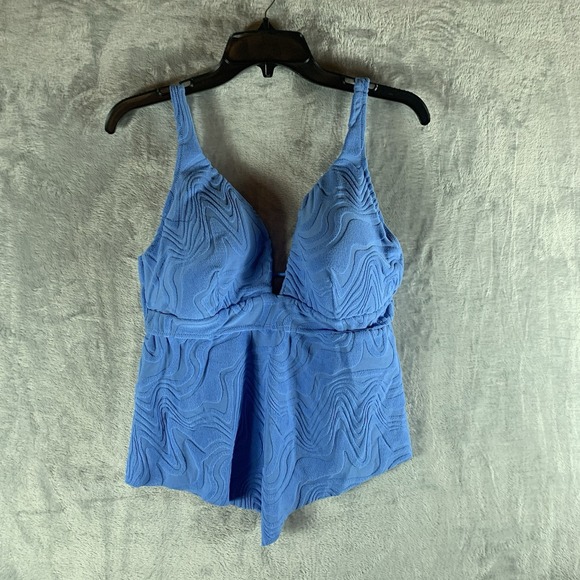 Bar III Women's Swimsuit XL Tankini Top Heat Wave Colbalt‎ Blue Textured Terry - Picture 1 of 7